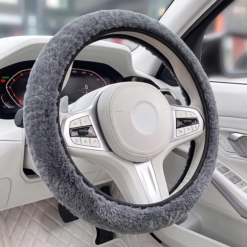 Зимняя утолщенная плюшевая накладка на руль автомобиля, универсальный теплый и нескользящий чехол-защита на руль, плюшевая накладка на руль автомобиля