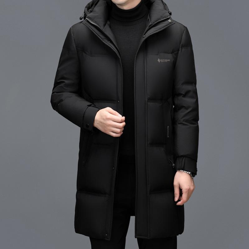 Medium and Long Middle-aged and Elderly Men's Thickened Down Jacket Hooded Casual Jacket Down Jacket Dad Outfit