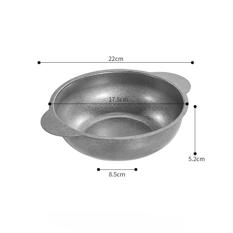 BEPAN 1PC Vintage Stainless Steel Dry Pot Round Plate Commercial Double Ear Pan Fried Chicken Snack Plate Restaurant Tableware