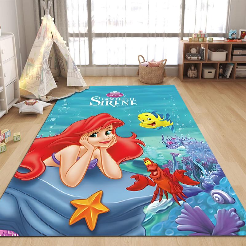 1PC Disney The Little Mermaid Print Carpet for Living Room Bedroom Kid's Room Home Decor Pink Room Decor Area Rug Non-slip Mat