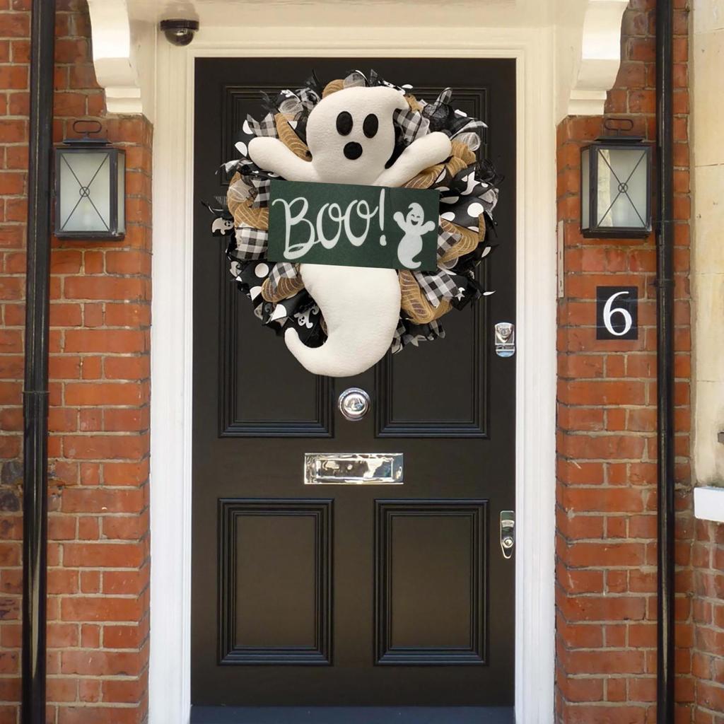 Halloween Ghosts Wreath Cartoon Smile Ghosts Autumn Wreathes Home Party Hanging Pendant Decoration Supplies