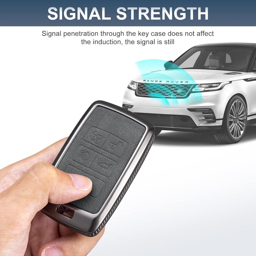 YO&YOYE For Land Rover Key Fob Cover With Keychain Leather Key Case Protector Compatible With Land Rover Vogue Range Discovery Rover Sport (Model2,