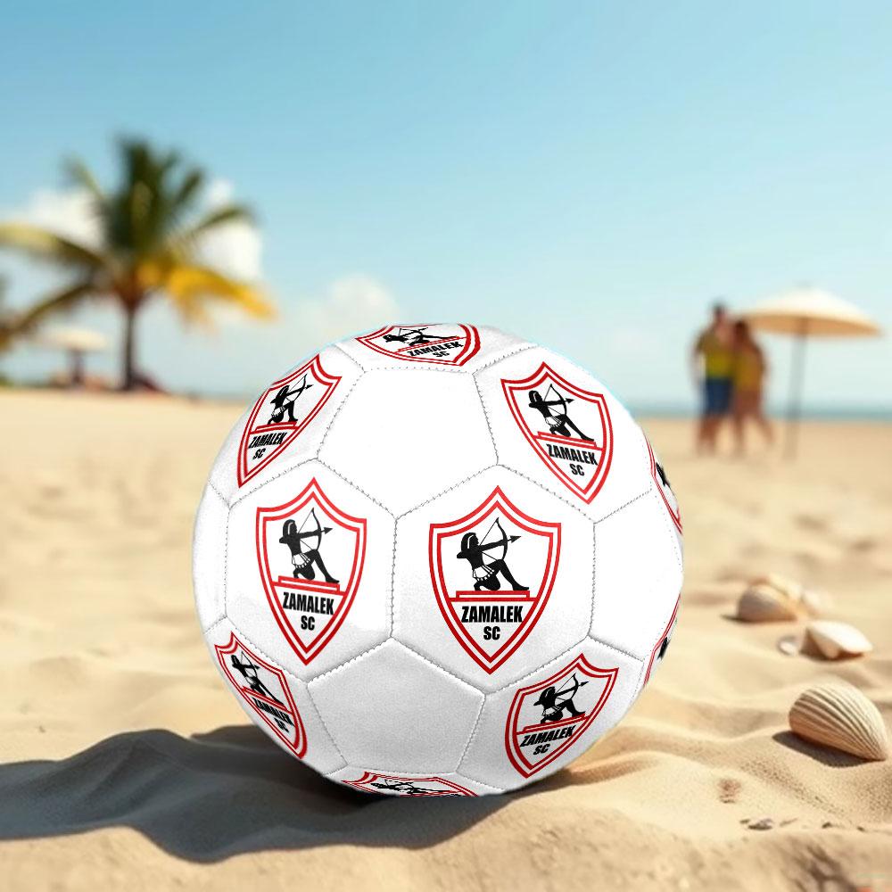 Zamalek SC logo Size 5 Soccer Ball, Machine-Stitched PVC, Durable & High Bounce, All Ages Fit, fan merchandise, matches & outdoor use.