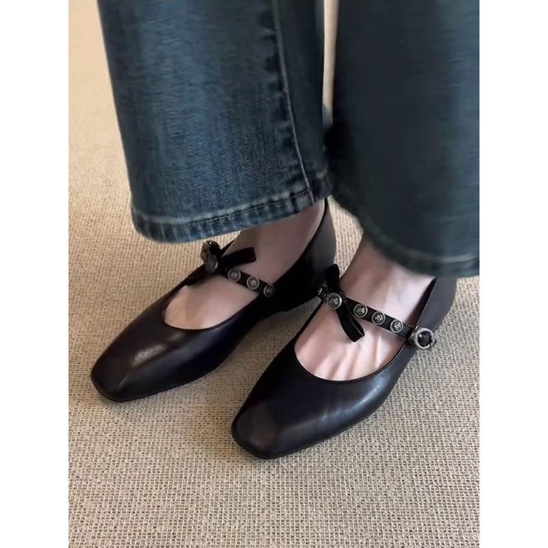 Супермягкая кожа ягненка, туфли-лодочки, одинарные туфли, женские новые балетки на плоской подошве, с мелким вырезом, с юбкой, туфли Мэри Джейн