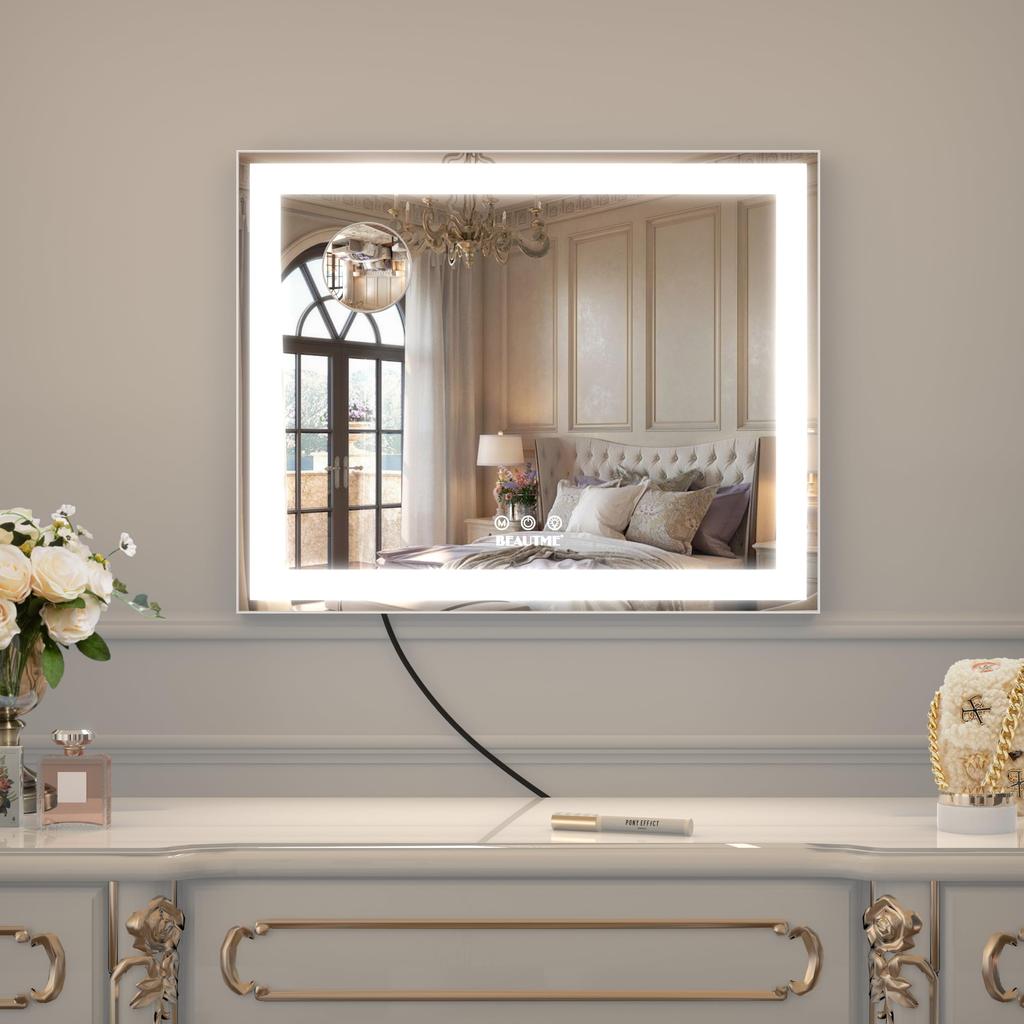 ANYHI Зеркало для актрисы, настольное, голливудское зеркало, зеркало для актрисы, настенное, светодиодное, поясное, зеркало для актрисы, светодиодное, подсвечиваемое, зеркало для макияжа, 3 режима освещения, регулируемое