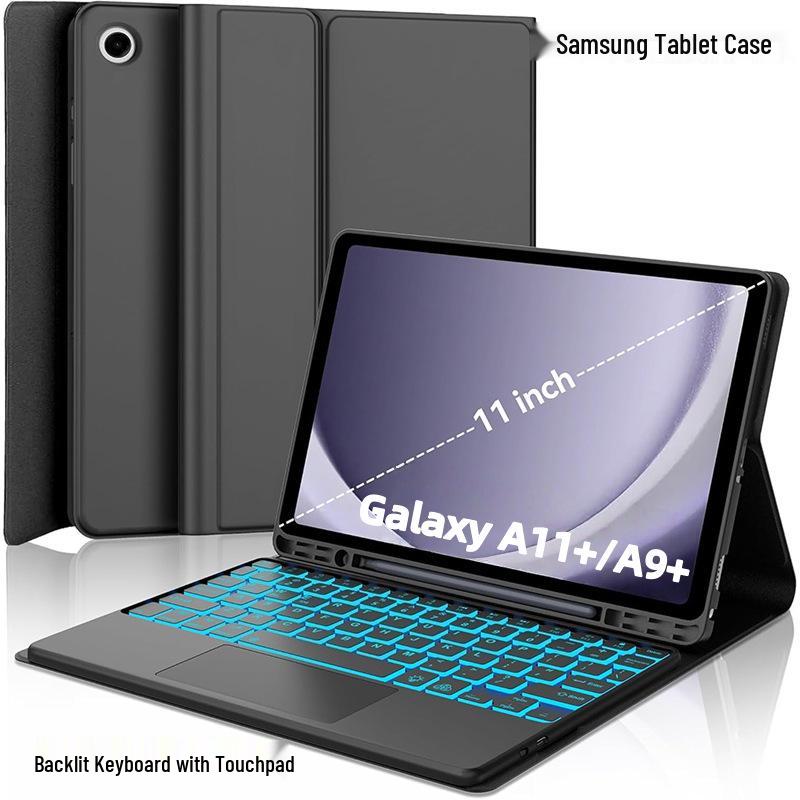 11-inch Samsung Tablet A9+ Protective Case with Backlit Bluetooth Keyboard, Touch Charging, and Pen Slot