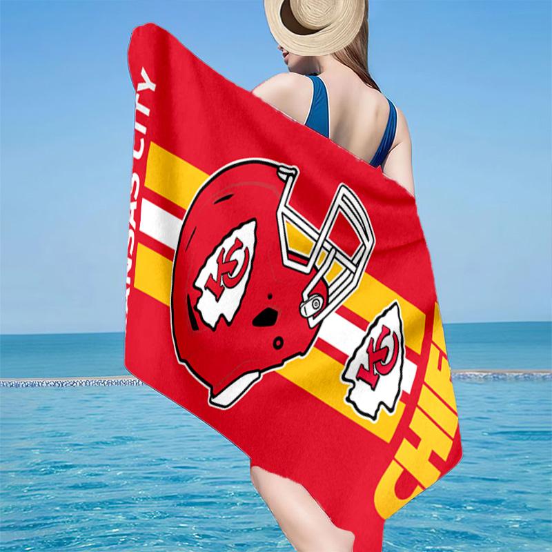 Kansas City Chiefs Football Microfiber Beach Towel, Lightweight And Quick-Dry, for Summer Travel, Beach Essential, Swimming Pool