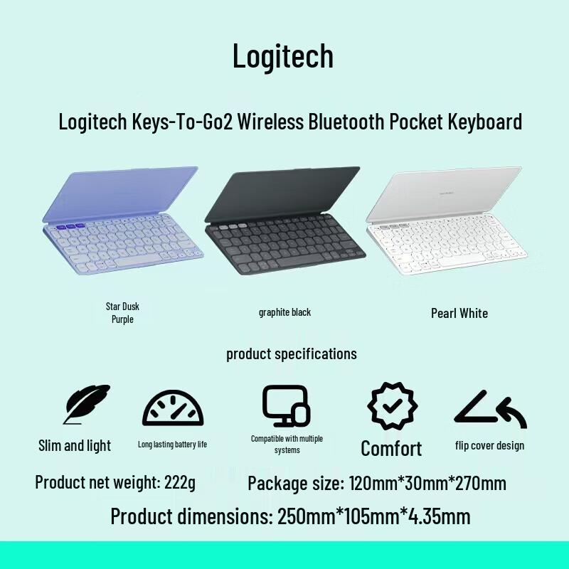 Logitech Keys-To-Go 2 Wireless Portable Bluetooth Keyboard