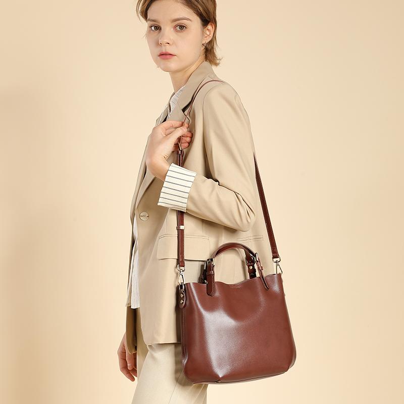 Genuine Leather Women's Bag Luxury Designer Shoulder Bag Fashion Cowhide Handbags Women Crossbody Bucket Bags