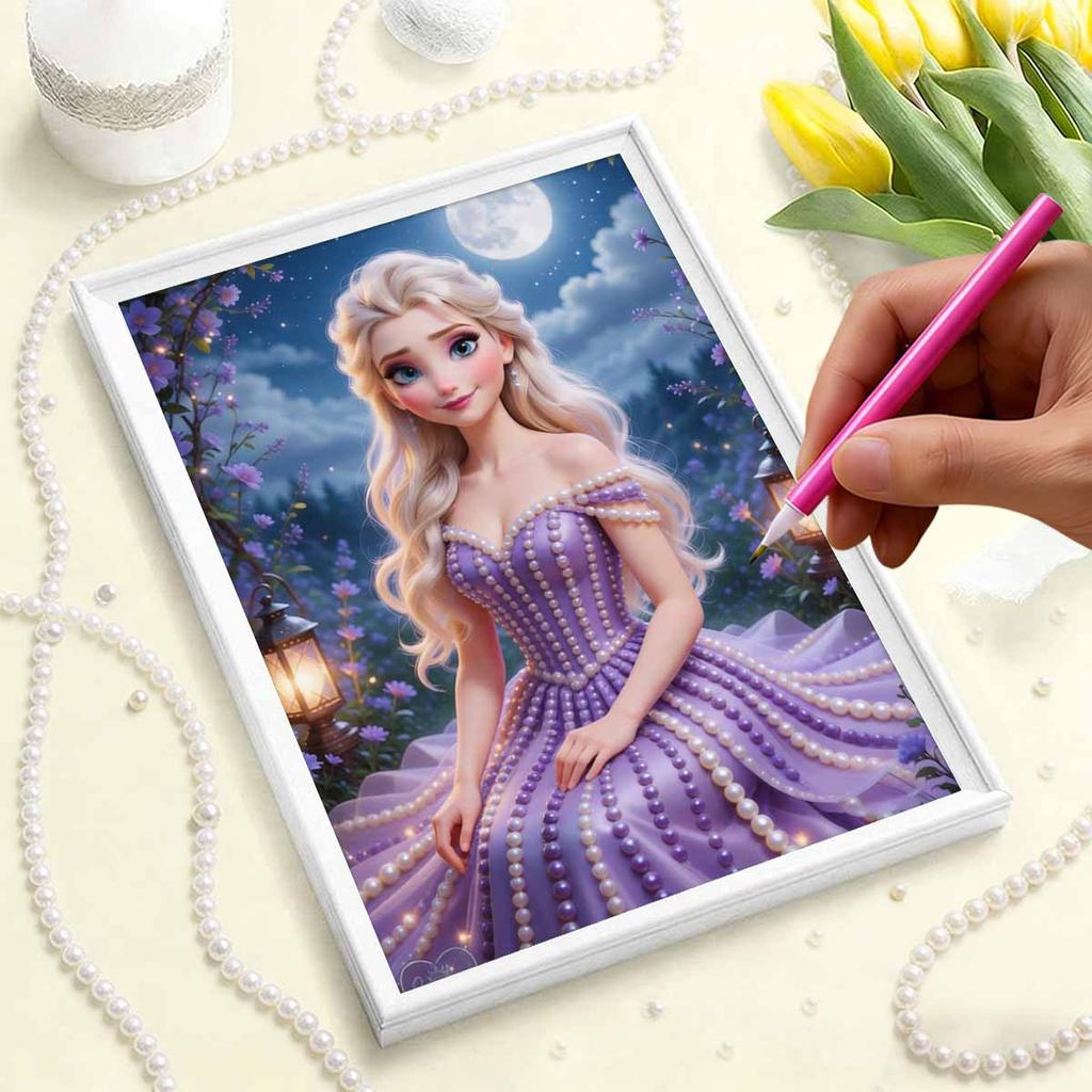 Disney Жемчужная живопись Замороженная фиолетовая луна Страна грез Креативное искусство 5D Жемчучная вышивка Набор для вышивания крестом Ручная работа DIY Декор для дома и комнаты Подарок