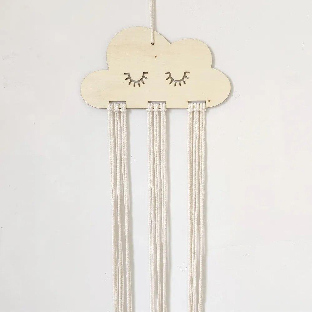 EW Nordic Style Solid Wood Cloud Style Accessories Princess Hairpin Band Bow Storage Cushion DIY Accessories Bag