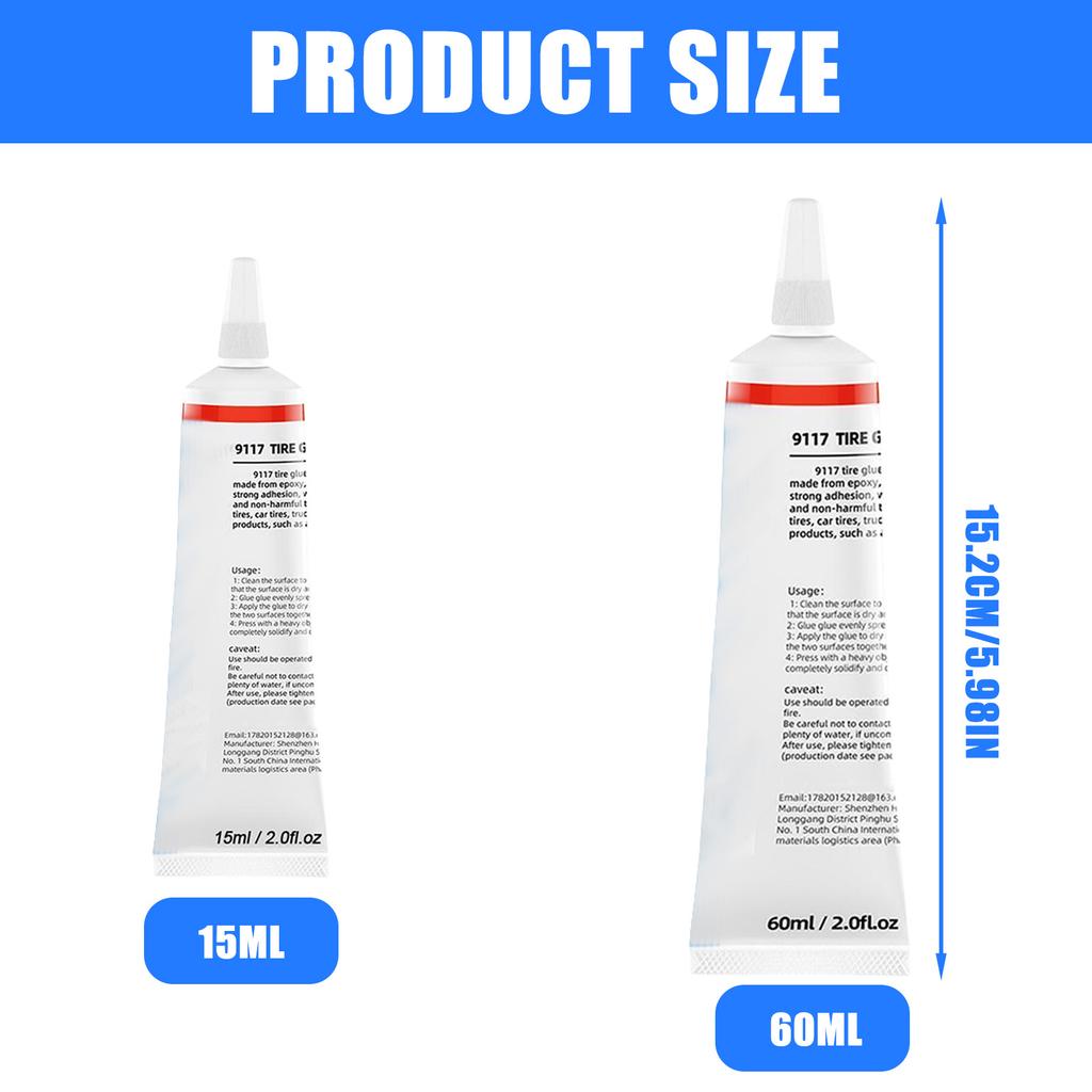 15ml/60ml Tire Sealant Rubber Strong Adhesive Tyre Repair Glue Rim Repair Kit for Car/Motorcycle/Bicycle Tire Patch Glue