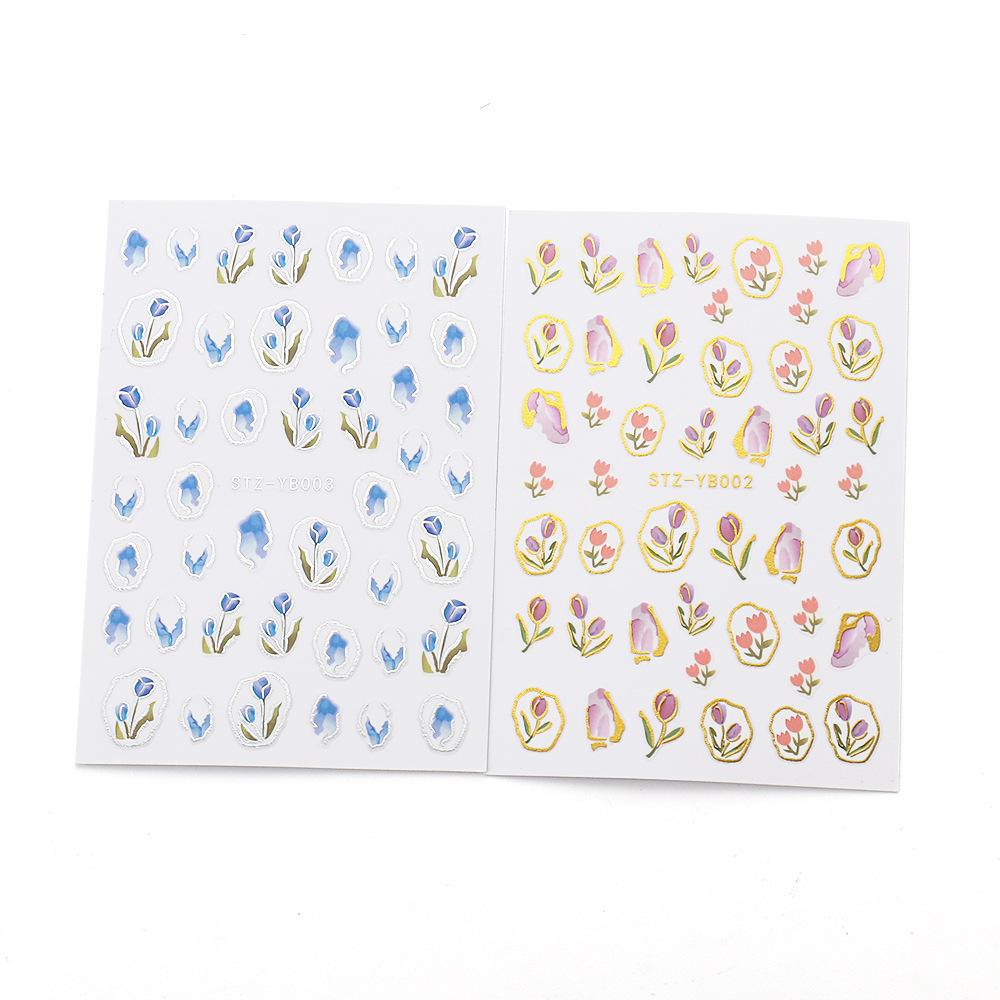 Fashion Marbling Pattern 3D Nail Art Decal Summer Gel Polish Sticker Geometry Manicure Decoration