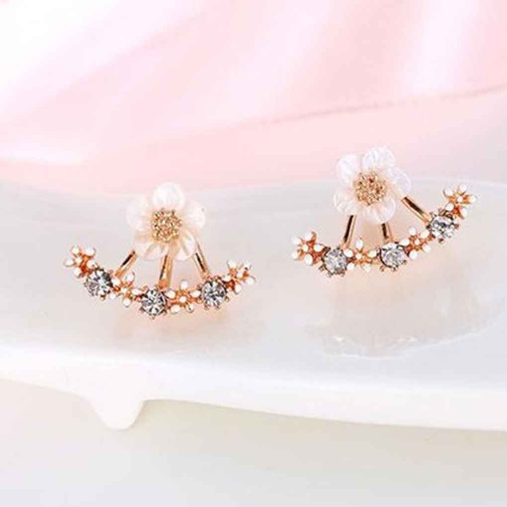 1 Pair Women Ear Studs Party Wedding Flower Earrings Exquisite Delicate Jewelry Dress Up Decoration Friendship Gift