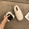 Мягкие теплые пушистые туфли женские 2024 зимние туфли на плоской подошве верхняя одежда одна педаль Doudou одиночные туфли хлопковые туфли на платформе