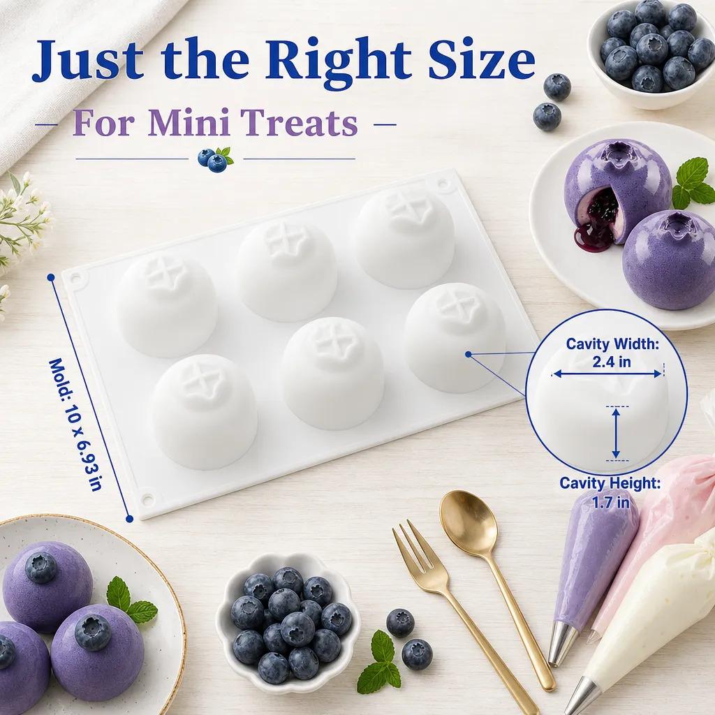 Silicone Mold For Pastry 6 Cavities Blueberry Shape