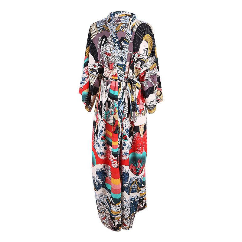 Европейский и американский свободный длинный пляжный кардиган - Защита от солнца, накидка для бикини, верхняя одежда для купальника