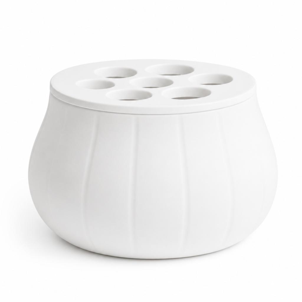 Decorative white pot for herbs, modern design