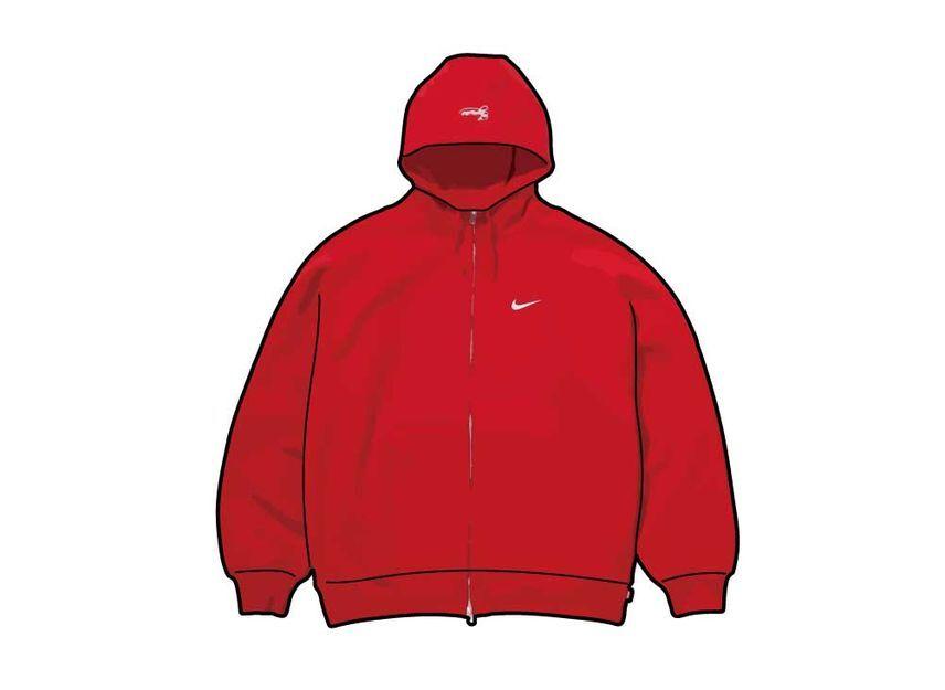 Красная толстовка Supreme Nike на молнии с капюшоном
