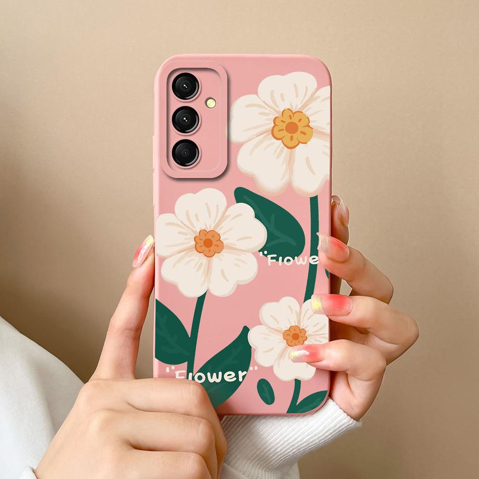 Case For Samsung M35 5G Colorful Flower Bumper For Galaxy M35 Soft Liquid Silicone Camera Protection Anti Choc Phone Back Cover