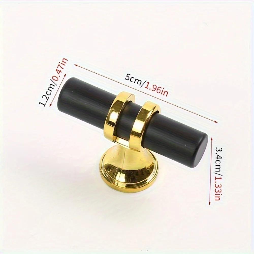 10pcs Elegant Black and Golden Cabinet Knobs - Polished Metal Drawer Pulls with Secure Mounting Screws, Perfect for Home Decor.