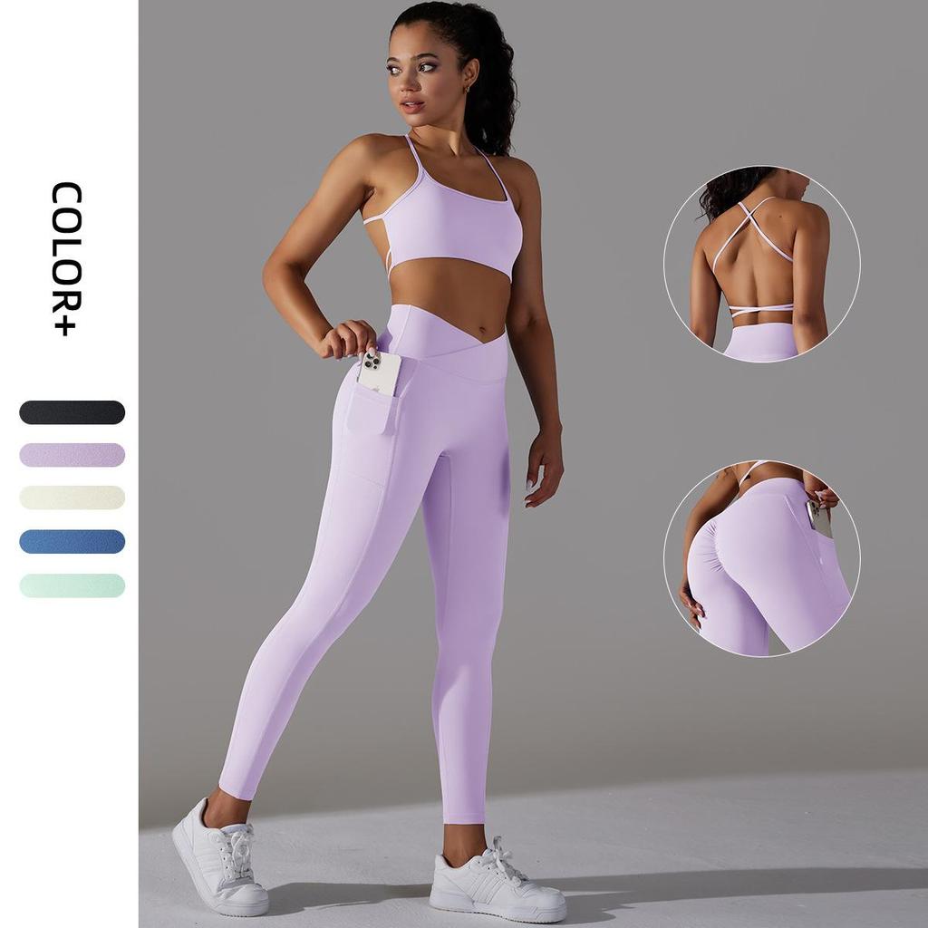 Buttery Soft Gym Set Women Yoga Clothing Nylon Sportswear High Waist Leggings 2 Piece Sports Suits