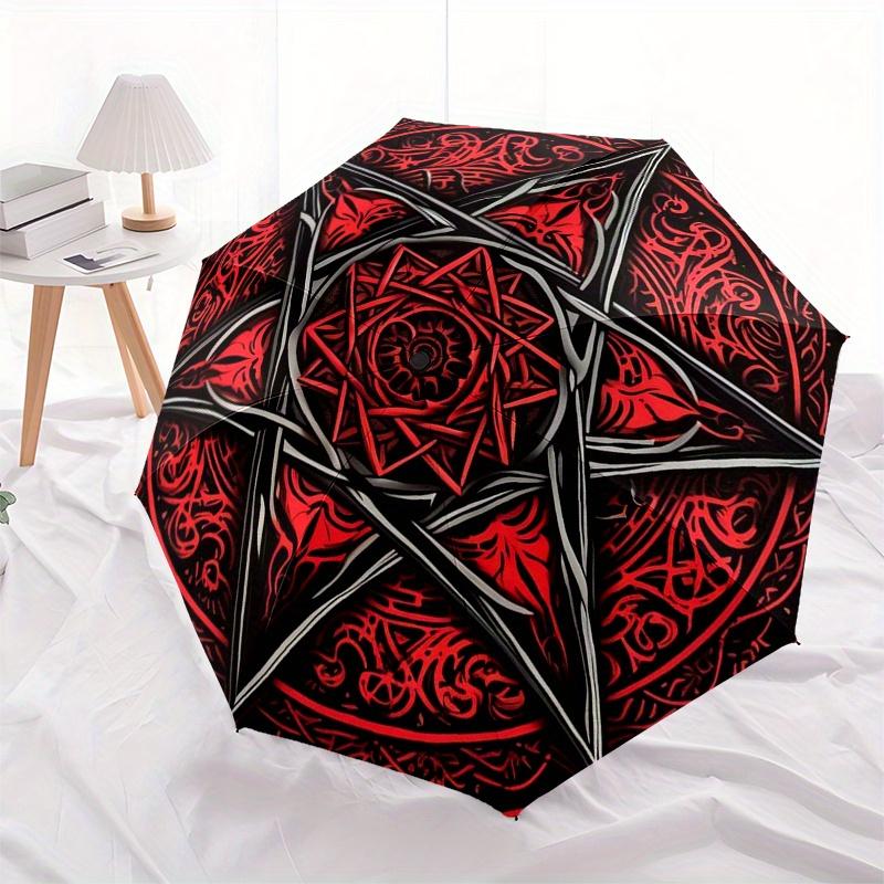 Red Star Mandala Wall Art: Unique Decor for Any SpaceUmbrella, Portable 3-Fold Umbrella for Men & Women,Christmas Gift ES132