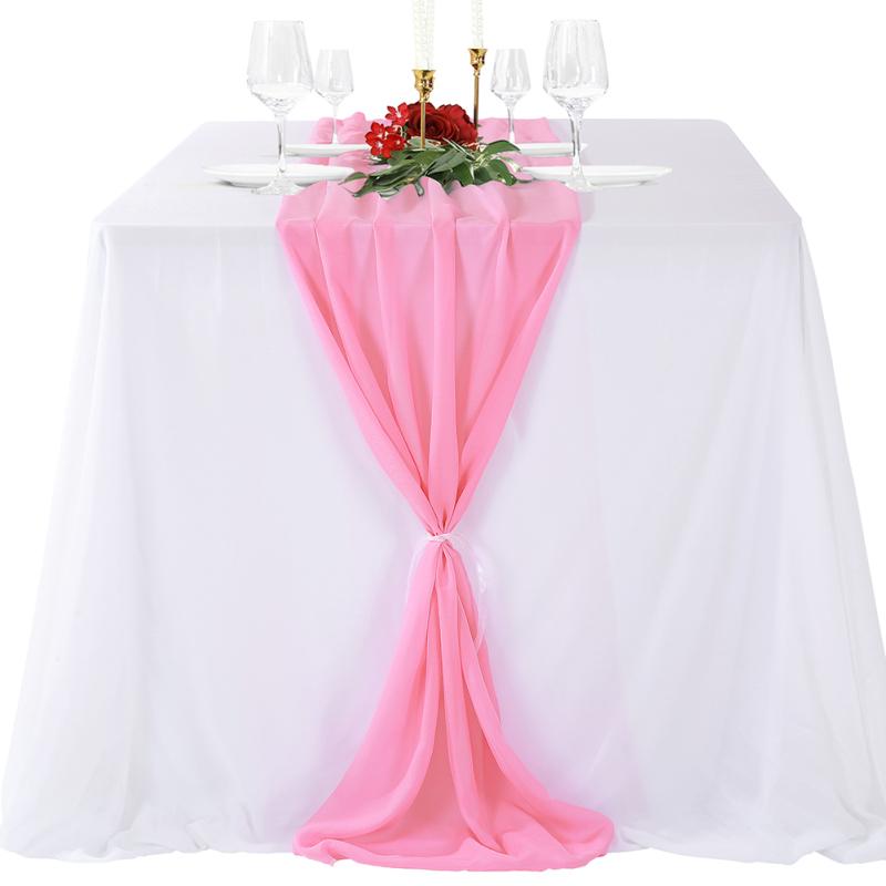 Горячие, шифоновые скатерти с 2 белыми лентами, украшения для свадебной вечеринки, романтического свадебного приема (