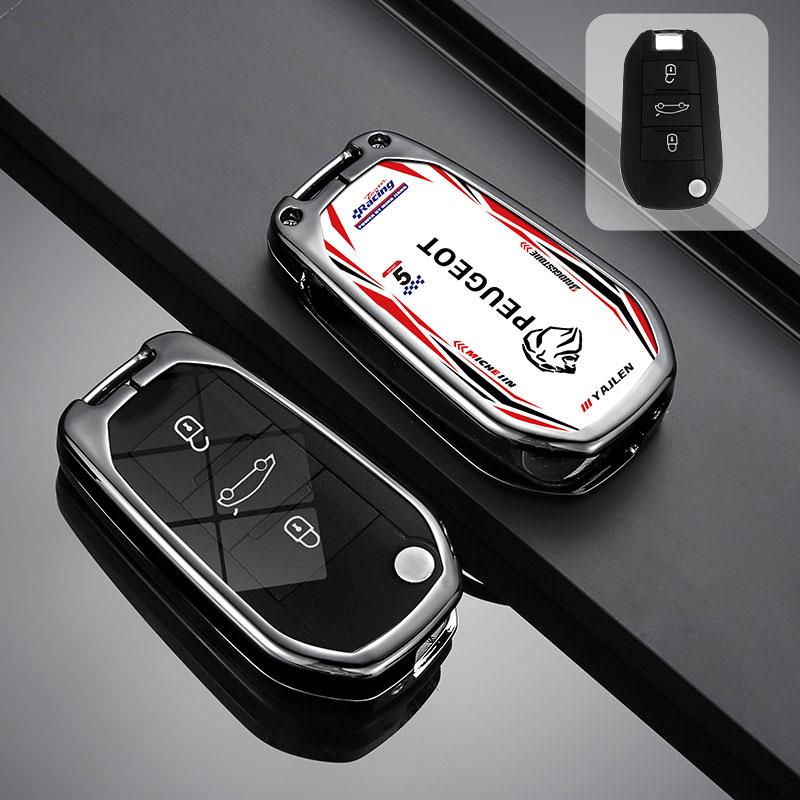 2026 Горячая Автомобильная Наклейка Чехол для Ключей Автомобиля из Цинкового Сплава Полное Покрытие Сумка-Чехол для Ключей Держатель Брелок Для Peugeot 208 308 408 508 2008 3008 4008 5008