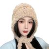 Tangy Bean Tassel Lace Up Plush Knitted Hat for Women In Autumn and Winter Japanese Sweet Cold Protection Ear Protection Hat