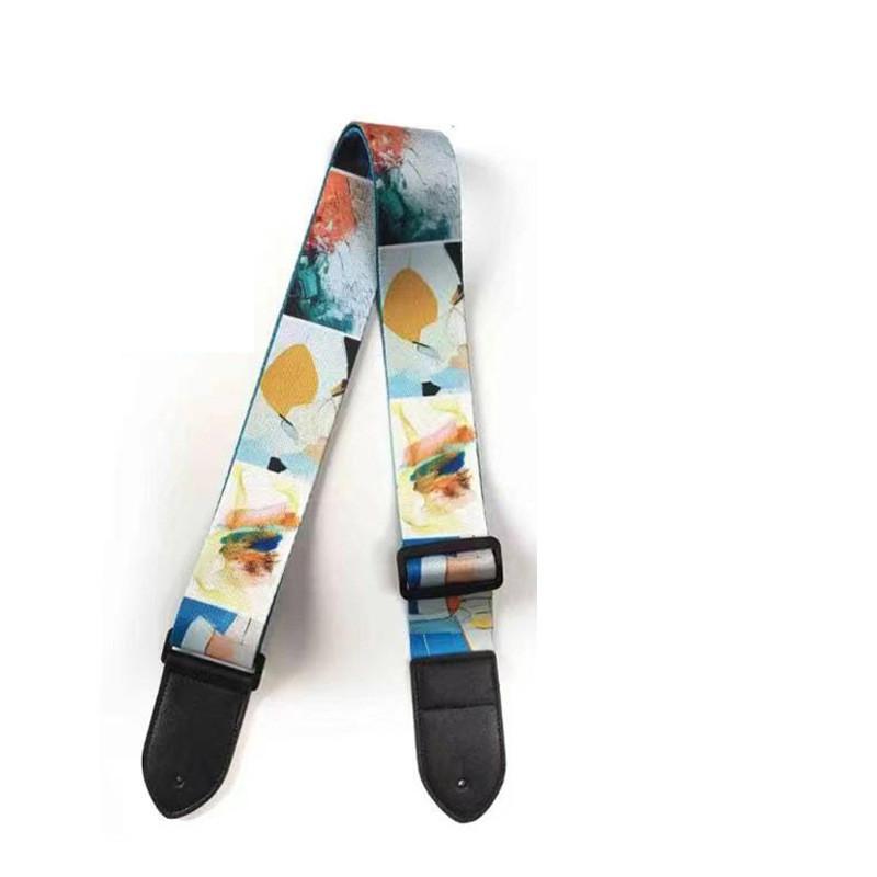 Регулируемый кожаный и тканевый гитарный ремень в этническом стиле с различными узорами для акустических и бас-гитар