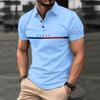 Summer New Letters Printed Tops Men's Casual Lapel Button Down Polo Shirt Tops