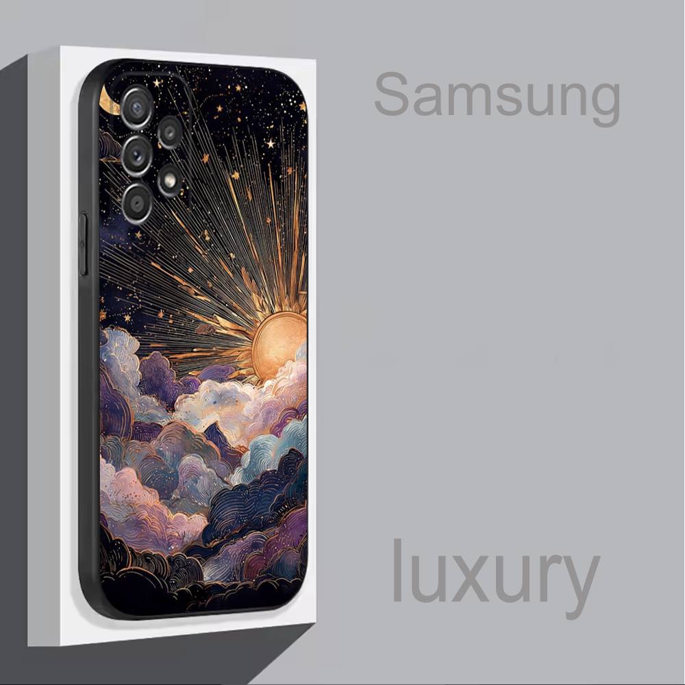 Лунная Галактика Вселенная Крутой Для Samsung S 25,24,23,22,30,21,10,9,Ultra,Plus,Lite,FE,4,5G Чехол для Телефона Черный Мягкий Чехол