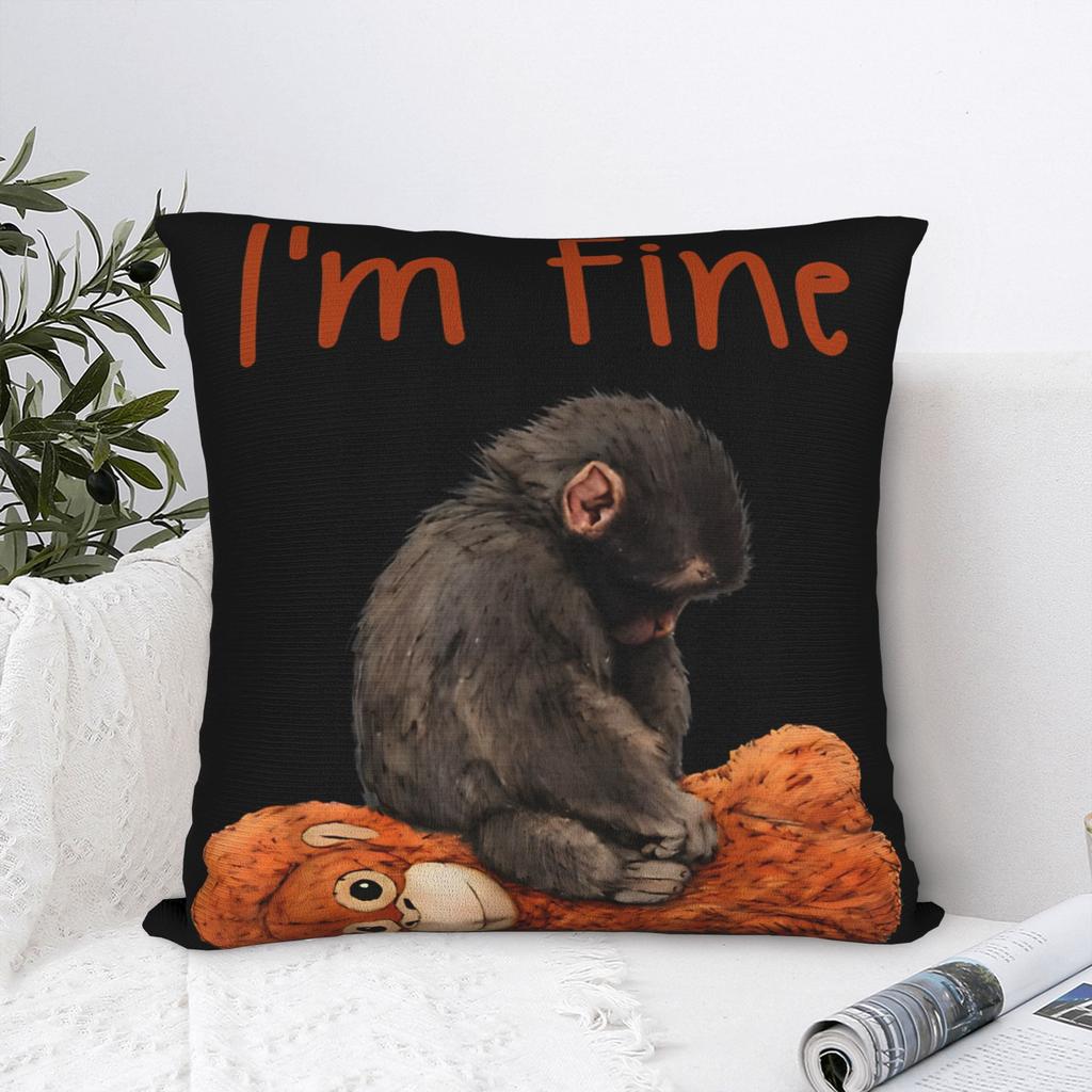 Monkey Punch Baby Monkey Holding Toy Pillowcases Merch Printing Cushion Cover Decoration Pillow Case Cover Car Multi-Size