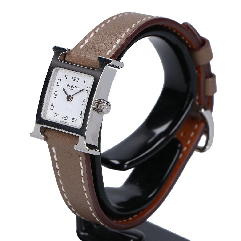 HERMES [Excellent Condition] HH1.110 U Stamp H Watch Mini White Dial Quartz Watches 0.8" Silver/EtoupUsed