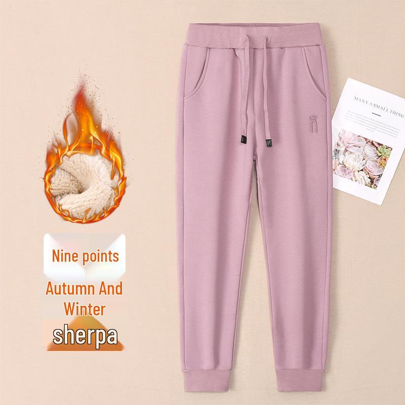 Женские флисовые спортивные штаны GAGN темно-синего цвета: Плотные, Теплые, Свободный крой «фонарик», Высокая талия, Стройнящие, Спортивные брюки с манжетами