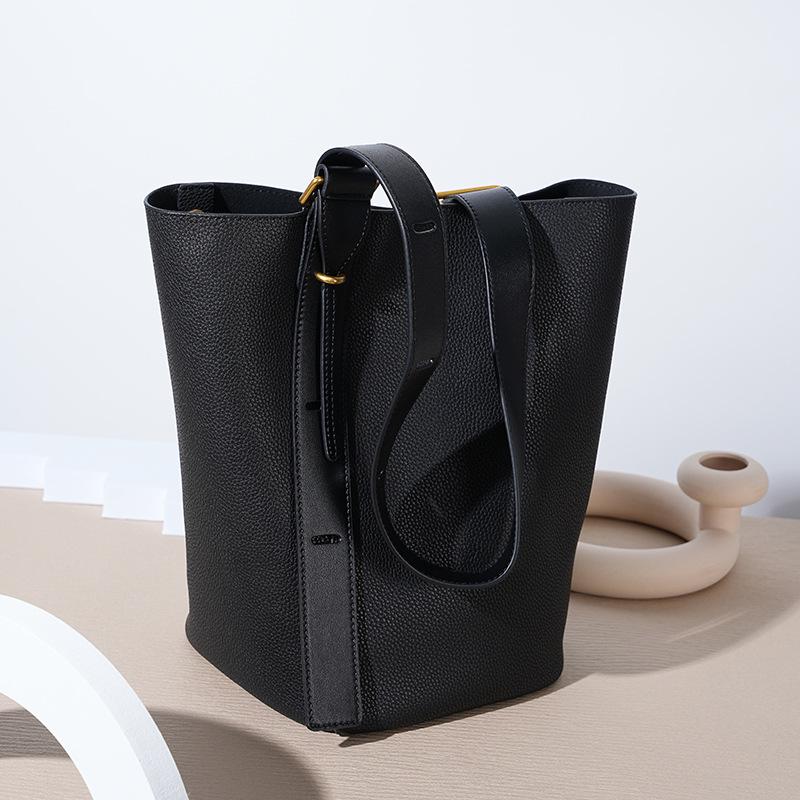 Women's Genuine Leather Bucket Bag - Stylish, Large Capacity, Versatile Handbag