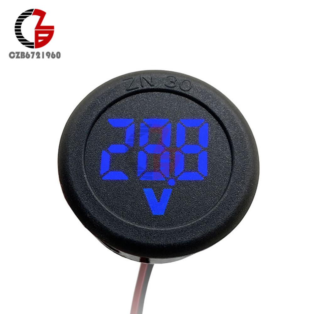 AC DC 50-500V LED Digital Display Circular Voltmeter 2 Wire DC Digital Voltmeter 12V Head Display Reverse Connection Protection