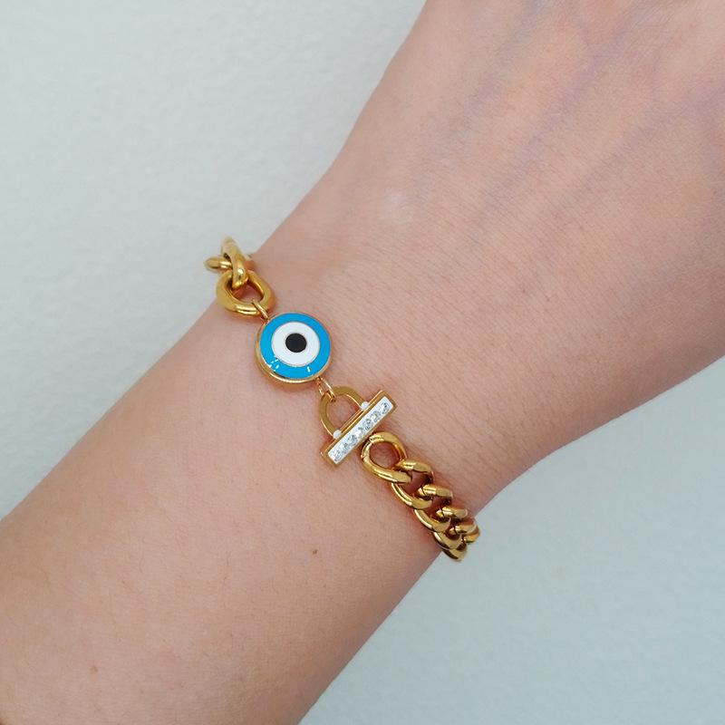 Браслет из титана и титановой стали с капающим процессом, голубые глаза, не выцветают, цветные украшения