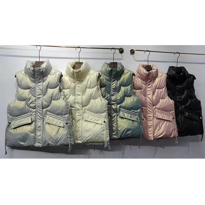 Женский повседневный зимний стеганый жилет с высоким воротником и застежкой-молнией