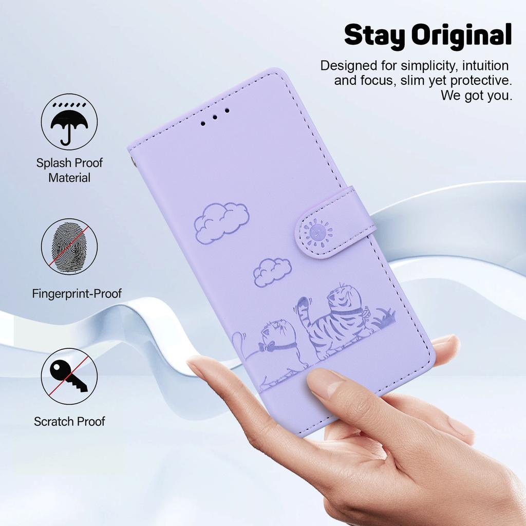 Чехол из кожи с милым котом для Samsung Galaxy S25 Plus S24 S23 Ultra с блокировкой RFID, подставкой, чехлом-кошелеком и слотами для карт, чехлом-кобурой для Galaxy A16 A06 A55 M35 M55