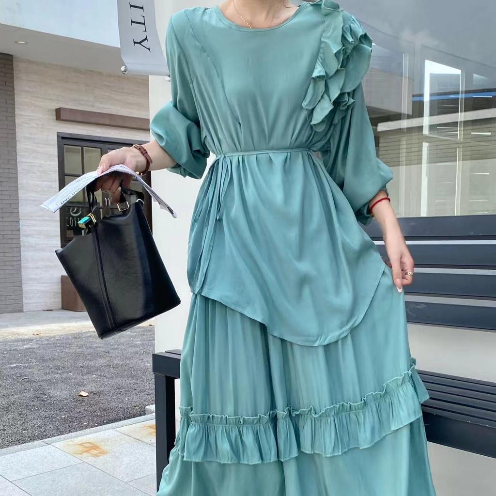 Корейский асимметричный топ с оборками, женский свободный, со шнуровкой на талии, утягивающий, с открытыми плечами, с юбкой-шарфом, комплект из 2 предметов