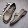Casual Leather Shoes Men'S Leather Breathable Low-Top Lazy One-Pedal Men'S Business Dress Soft-Soled Round Head Foot Loafers