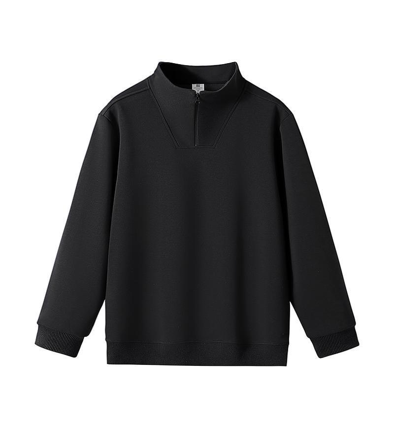 Women's Loose Fit Half-Zip Stand Collar Hoodie - Long Sleeve Solid Color Outerwear for Spring and Autumn