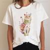 Cat Plant Lovely 90s Vintage Fashion Clothing Printed T-shirt Summer Lady Short Sleeve Harajuku Cartoon Graphic Elegant T Shirt Unisex