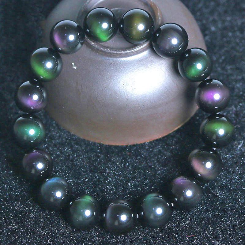 Простые браслеты из обсидиана с радужными глазами для женщин и мужчин из натурального камня, ювелирные аксессуары на удачу