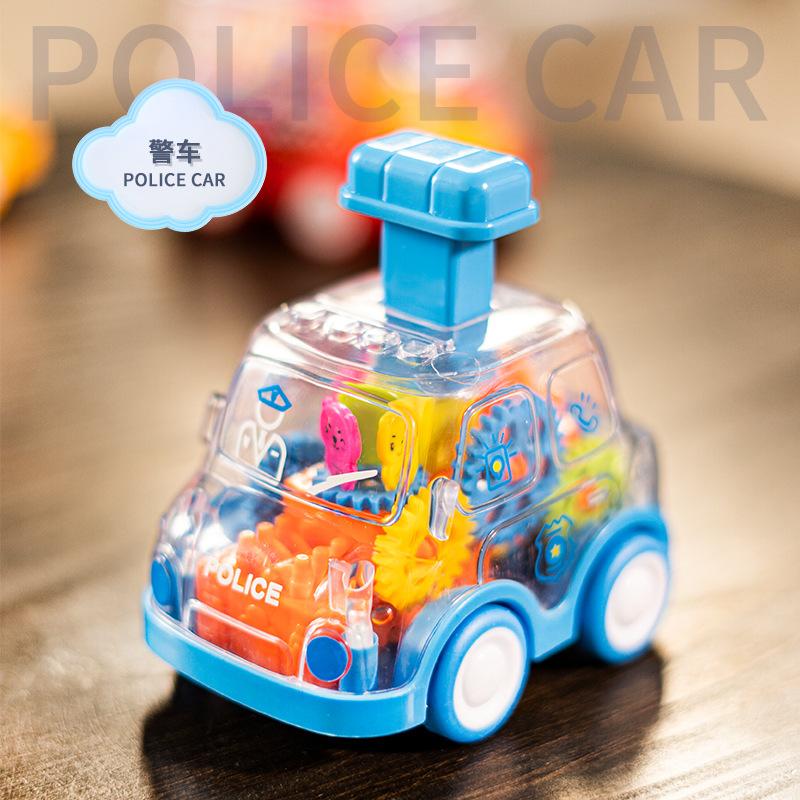 Mengqu Press Coasting Gear Car Inertia Pull Back Police Car School Bus Toy Car Children'S Toy Car Model