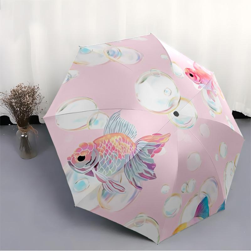 1pc Goldfish Bubbles Automatic Opening/Closing Folding Umbrella with 8 Ribs, Portable Sunshade Umbrella Birthday and Holidays gifts yy250105105