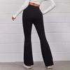 High-Waist Elastic Waistband Control Tummy Lady Trousers Women Solid Color Sports Flared Pants Streetwear