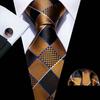 2021 Men Ties 10 Styles Silk Necktie Hanky Cufflinks Plaid Striped Ties Set for Business Wedding